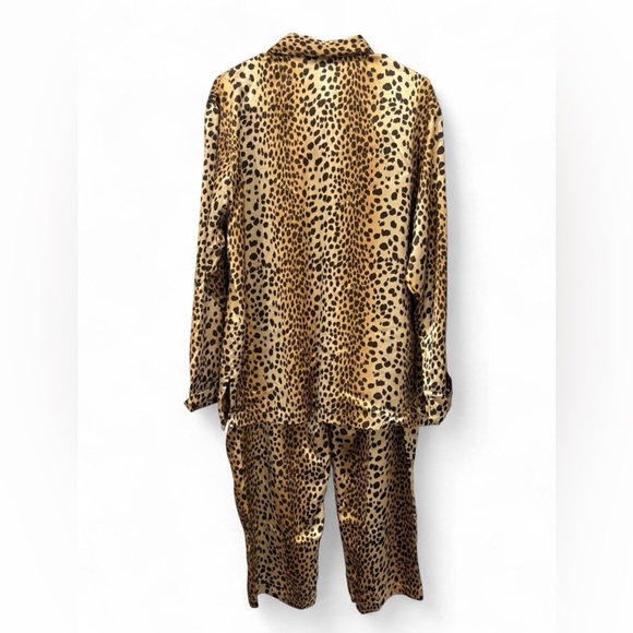 Victoria's Secret Satin Long Pajama Set Large Animal Print Cheetah Lounge Sleep - Picture 3 of 8